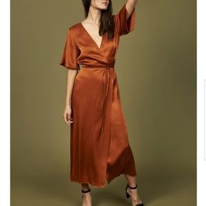 Whimsy & Row Lola Wrap Dress in Rust